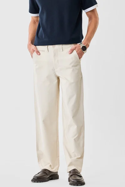 SNITCH Cream Loose Fit Trousers