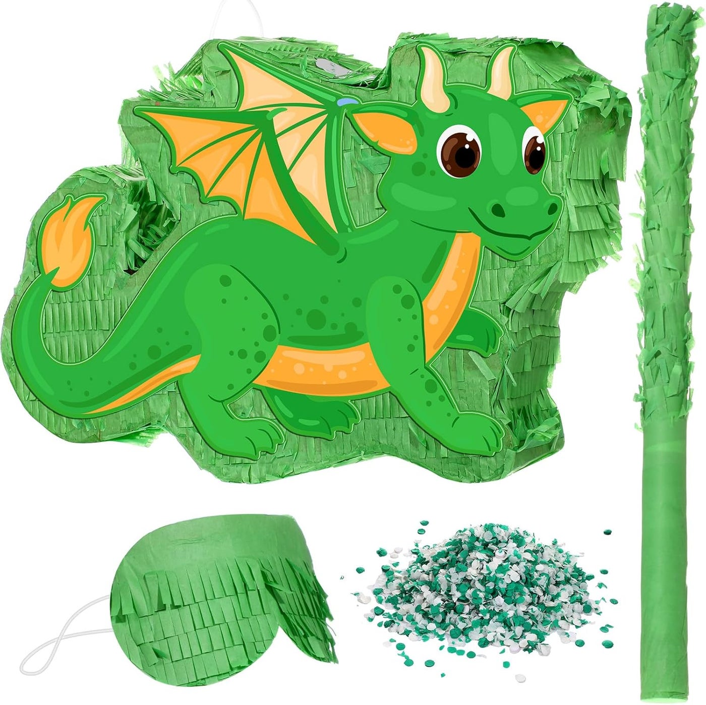 Dragon Piata 16 Inch Dinosaur Piata with Stick Blindfold and Confetti Dinosaur Piata Tyrannosaurus Piata Fire Breathing Dinosaur Piata for Boys Kids Dragon Theme Birthday Party Game Decorations