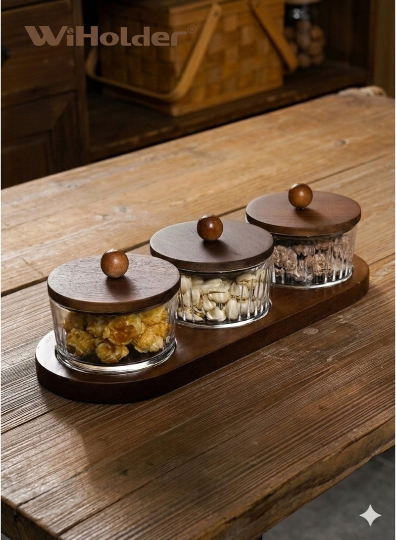 WinHolder Wood Grain Fruit Plate – Versatile Serving Tray for Dried Fruits, Nuts, Candy, Cookies, Chips, and Party Snacks（3 seperate） - Image 1
