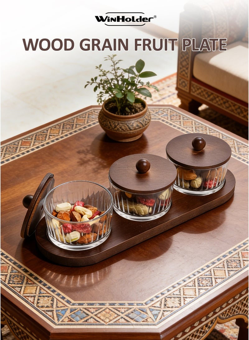 WinHolder Wood Grain Fruit Plate – Versatile Serving Tray for Dried Fruits, Nuts, Candy, Cookies, Chips, and Party Snacks（3 seperate） - Image 2