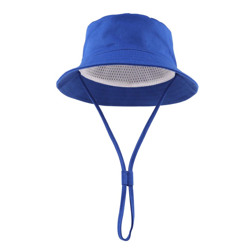 JANGANNSA Cotton Baby Sun Hat Infant Toddler Boys Girls Bucket Hats Summer Sun Protection Kids Beach Caps (Royal Blue, 48cm) - Image 2