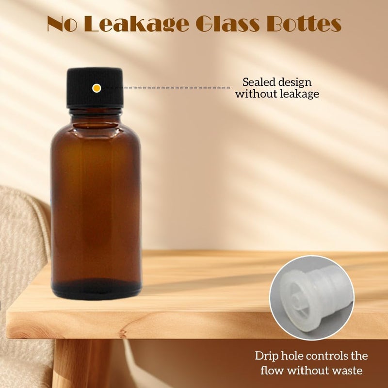SYBL 6Pcs Amber Glass Essential Oil Bottles with Orifice Reducer and Black Cap Empty Cosmetic Perfume Aromatherapy Storage Container Vial Pots Portable Refillable size 10ml/0.33oz Cleaner resistant - Image 5