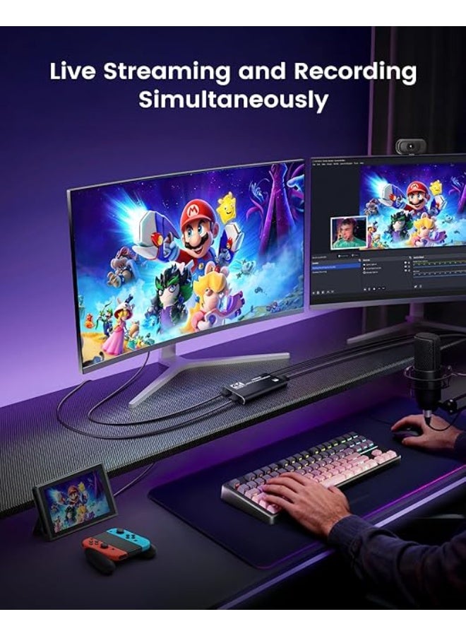 كارت التقاط فيديو HDMI USB-C/A | دعم 4K Loop-Out مع تسجيل 1080P 60FPS للألعاب والبث متوافق مع OBS وأجهزة الألعاب - Image 5