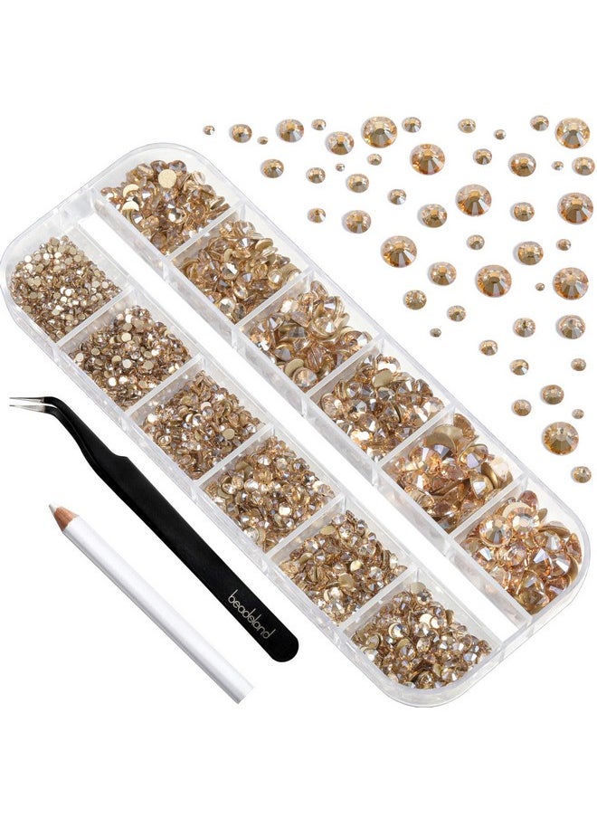 BEADSLAND Rhinestones For Makeup8 Sizes 2500Pcs Gold Flatback Rhinestones Eye Gems For Nails Crafts With Tweezers And Wax Pencilgolden Shadowss4Ss30  - Image 2