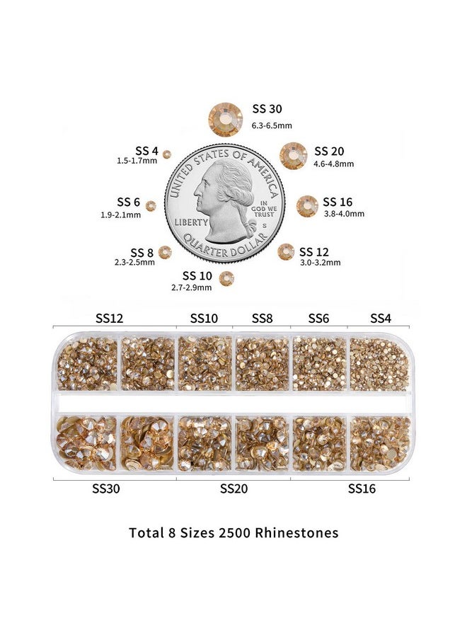 BEADSLAND Rhinestones For Makeup8 Sizes 2500Pcs Gold Flatback Rhinestones Eye Gems For Nails Crafts With Tweezers And Wax Pencilgolden Shadowss4Ss30  - Image 4