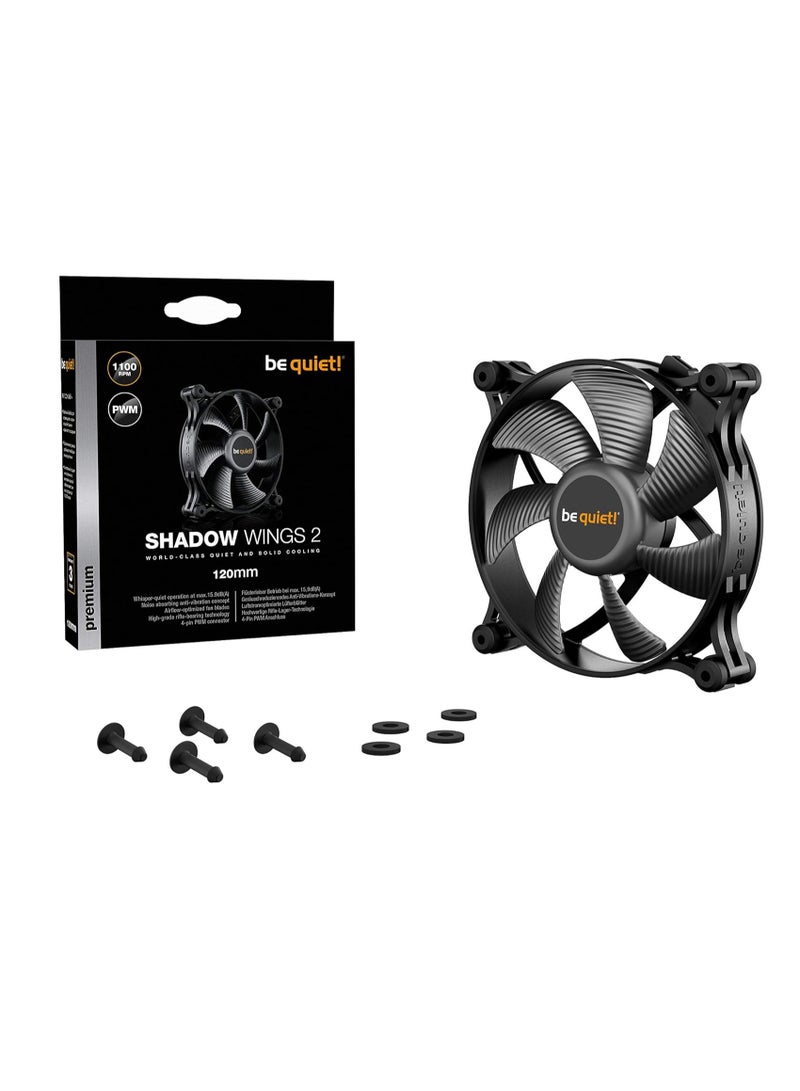 be quiet! be quiet! Shadow Wings 2 120mm PWM Silent Low Noise Cooling Fan | Low Noise Operation | Rubber Fan Frame | Designed in Germany | Black | BL085  - Image 3