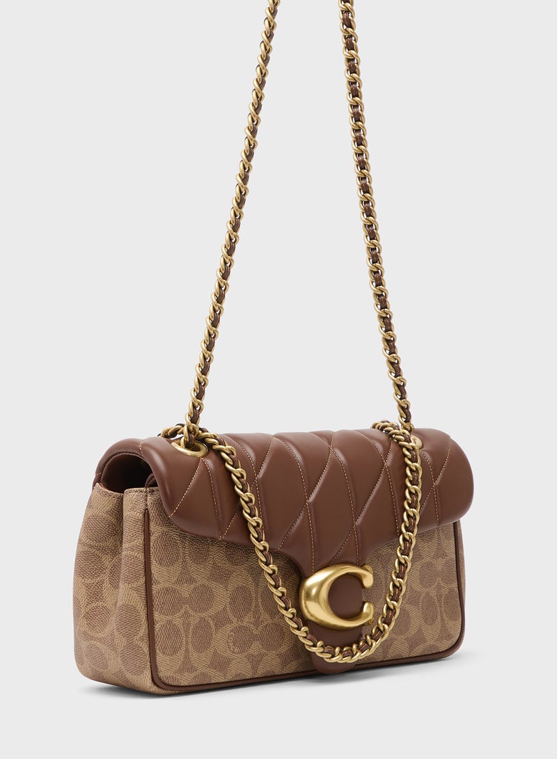 حقيبة كتف بنقشة التابيز مع تطريز