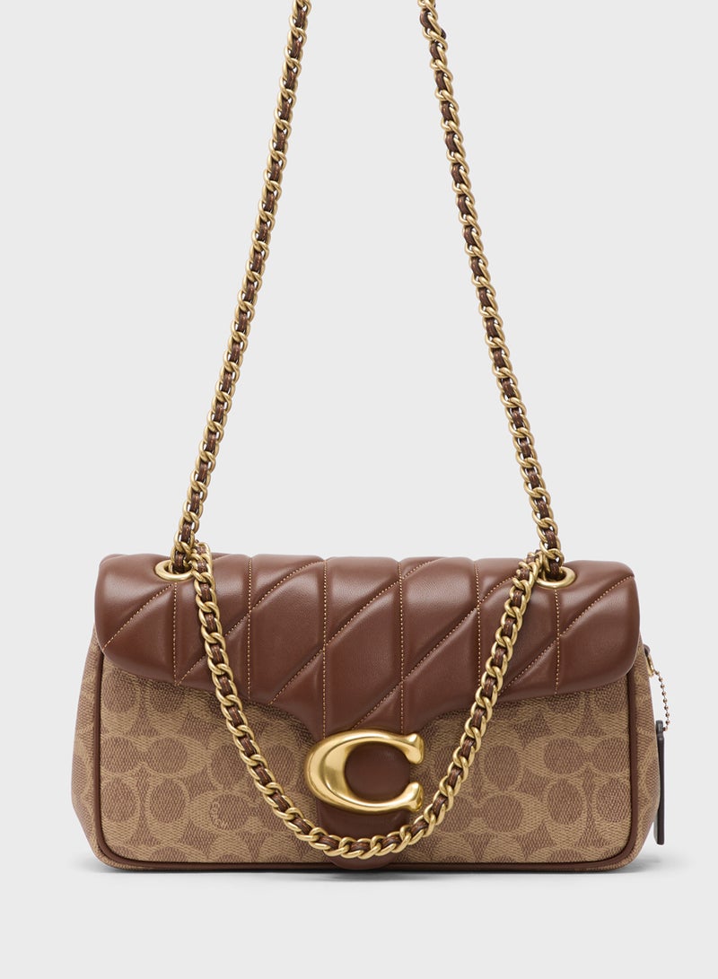 حقيبة كتف بنقشة التابيز مع تطريز