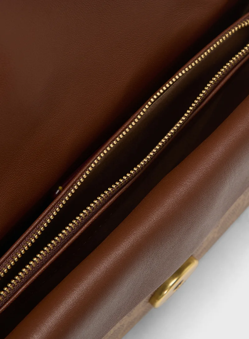 كوتش حقيبة كتف بنقشة التابيز مع تطريز