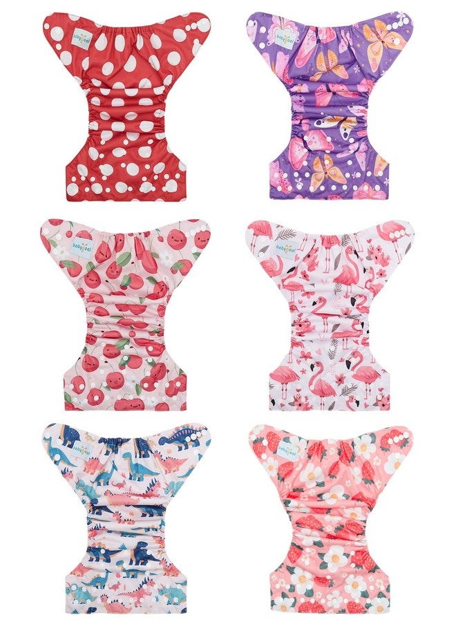 Babygoal Baby Cloth Diaper 6 Pack with 6pcs Inserts and Wet Bag for Fitted Diapers and Prefolds, Adjustable and Reusable Covers for Toddler Boys and Girls - Image 2