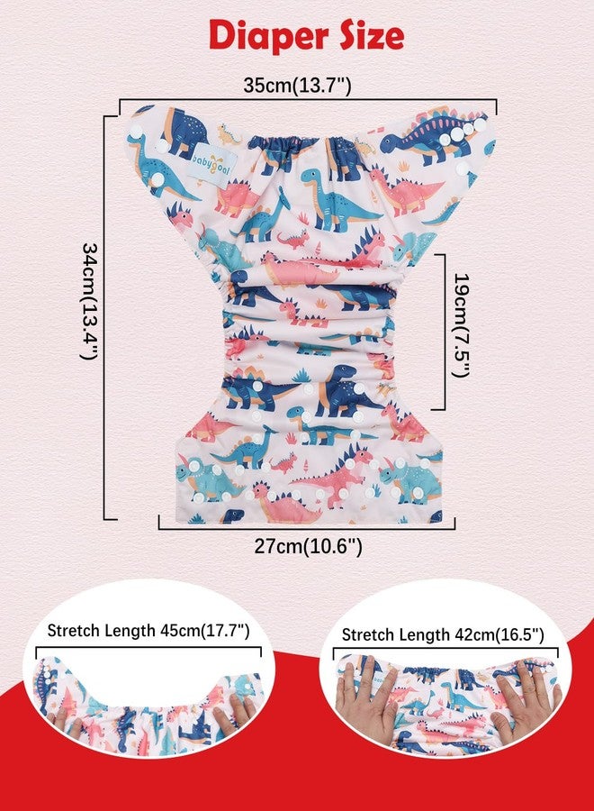 Babygoal Baby Cloth Diaper 6 Pack with 6pcs Inserts and Wet Bag for Fitted Diapers and Prefolds, Adjustable and Reusable Covers for Toddler Boys and Girls - Image 4