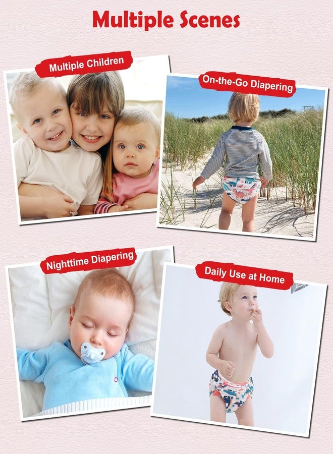 Babygoal Baby Cloth Diaper 6 Pack with 6pcs Inserts and Wet Bag for Fitted Diapers and Prefolds, Adjustable and Reusable Covers for Toddler Boys and Girls - Image 5