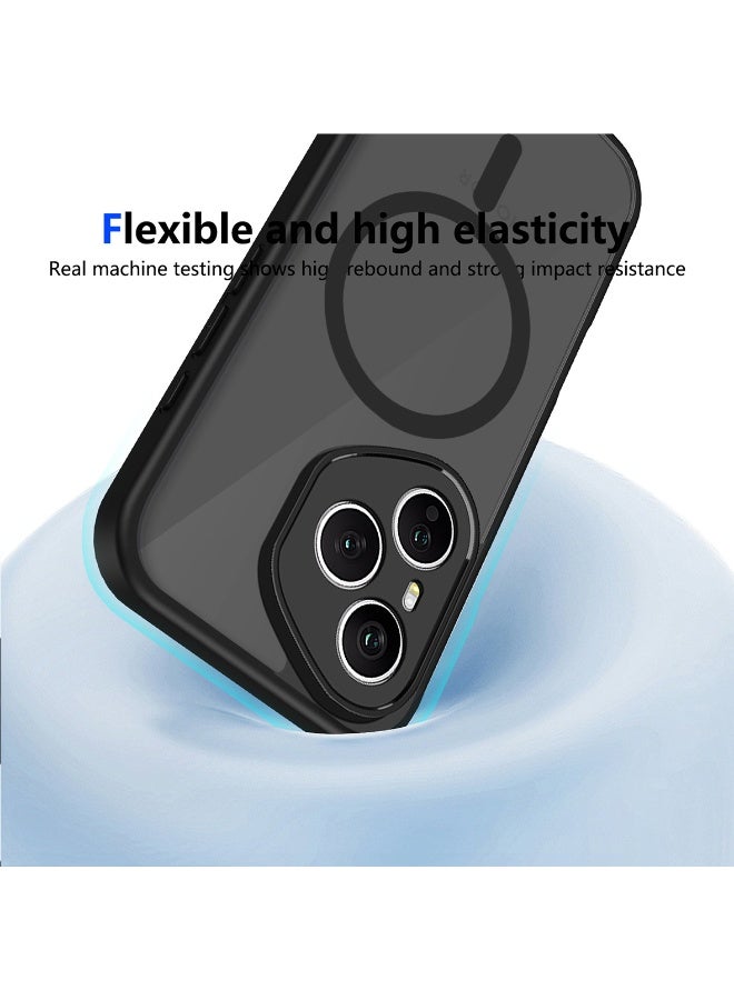 حافظة هاتف Honor 400 PRO مطورة لحماية الكاميرا بالكامل متوافقة مع MagSafe لوحة خلفية شبه شفافة فائقة النحافة مع حماية للحواف الناعمة (أسود) - Image 5