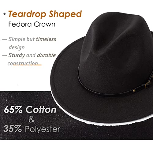 Lisianthus Women Belt Buckle Fedora Hat Black - Image 2
