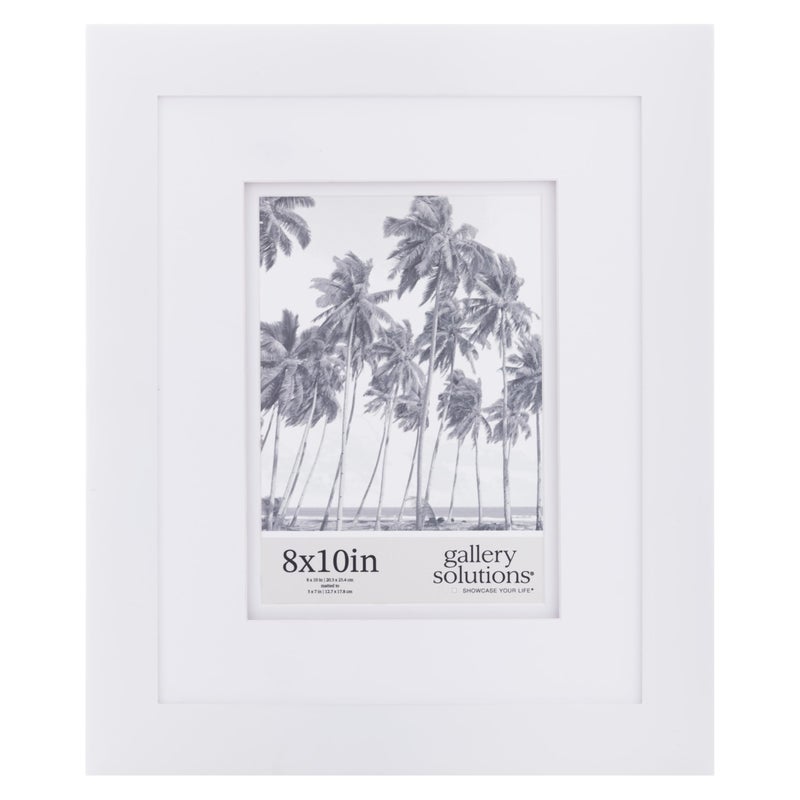 Gallery Solutions Wall Mount or Tabletop Picture Frame with Double Mat 8x10 Matted To 5x7 White