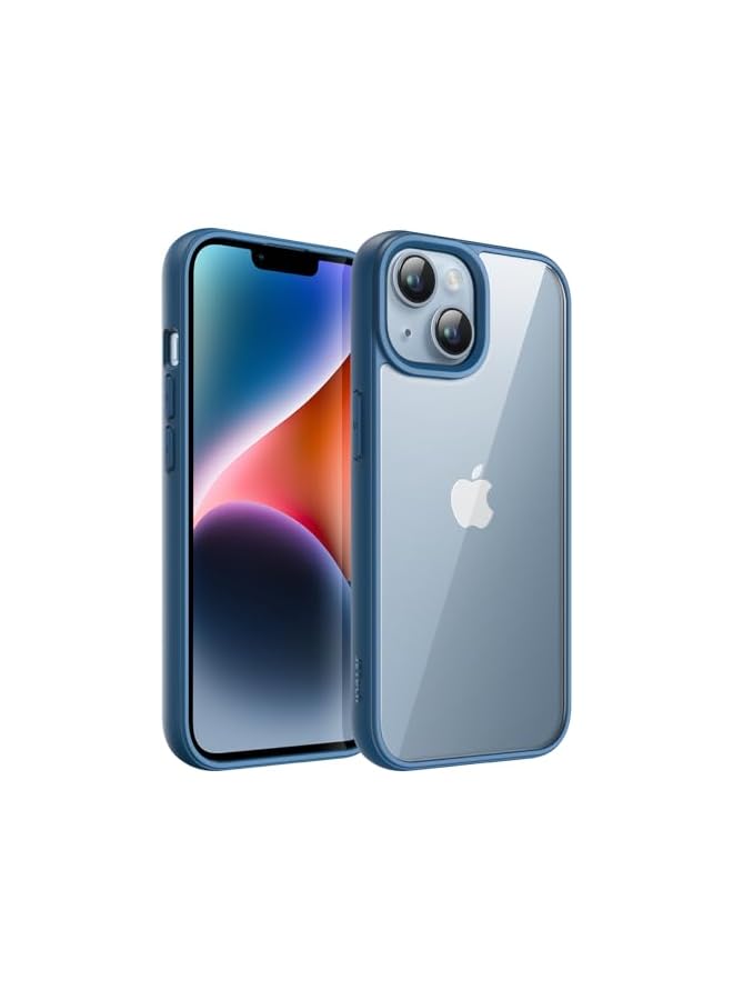 جي تيك حافظة JETech لهاتف iPhone 14 مقاس 6.1 بوصة، غطاء ممتص للصدمات للهاتف، إطار من مادة TPU بلون سادة غير لامع، ظهر شفاف مضاد للخدش (أزرق) - Image 1