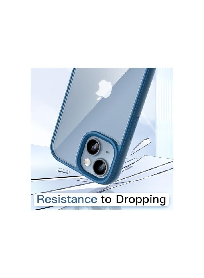 جي تيك حافظة JETech لهاتف iPhone 14 مقاس 6.1 بوصة، غطاء ممتص للصدمات للهاتف، إطار من مادة TPU بلون سادة غير لامع، ظهر شفاف مضاد للخدش (أزرق) - Image 2
