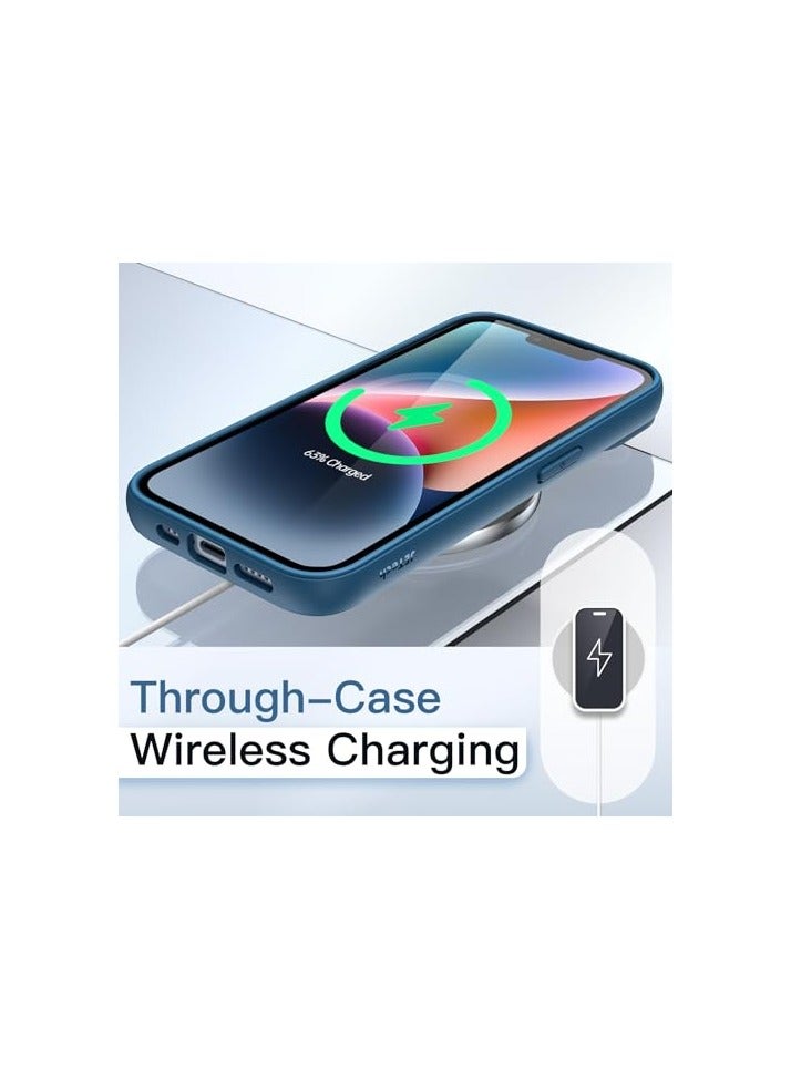 جي تيك حافظة JETech لهاتف iPhone 14 مقاس 6.1 بوصة، غطاء ممتص للصدمات للهاتف، إطار من مادة TPU بلون سادة غير لامع، ظهر شفاف مضاد للخدش (أزرق) - Image 5