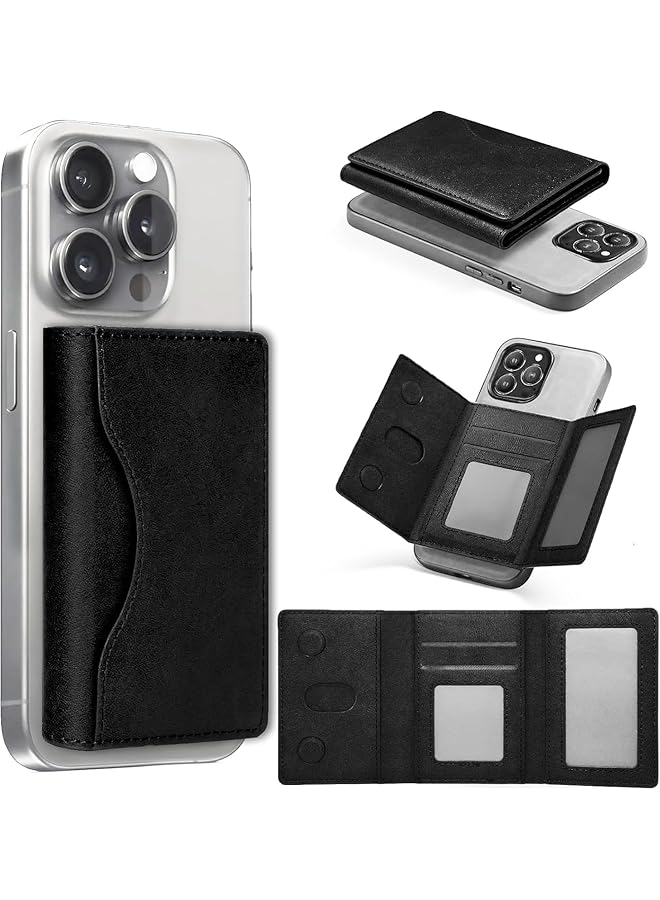 Green Tiger Magnetic Phone Wallet Card Holder, Compatible with Mag Safe Wallet for iPhone 16 15 14 13 12 Pro Max/Pro/Plus, Trifold Slim Wallet for Men Minimalist Leather Small Wallet (Black) - Image 1