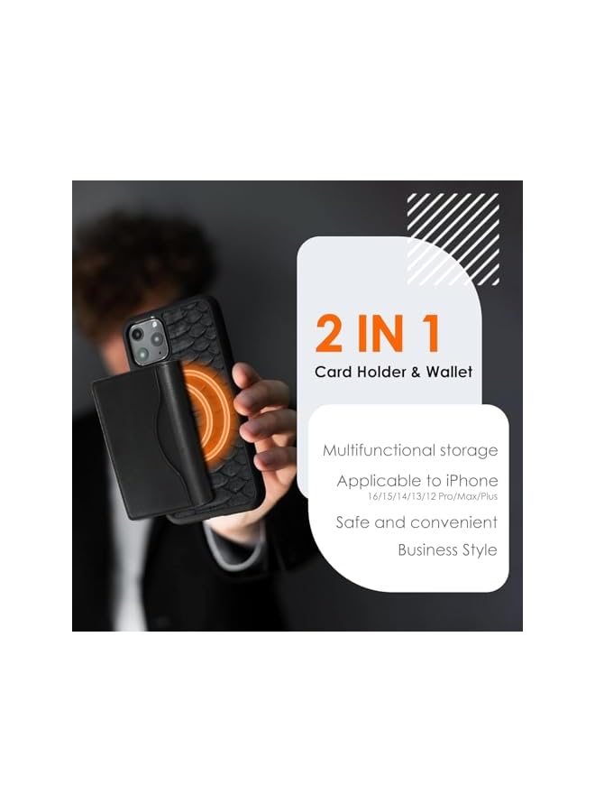 Green Tiger Magnetic Phone Wallet Card Holder, Compatible with Mag Safe Wallet for iPhone 16 15 14 13 12 Pro Max/Pro/Plus, Trifold Slim Wallet for Men Minimalist Leather Small Wallet (Black) - Image 3