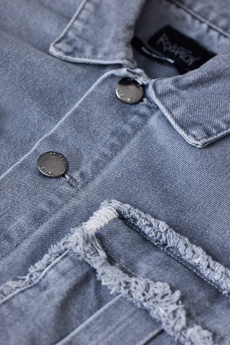 SNITCH جاكيت جينز رمادي ثوري من سنيتش