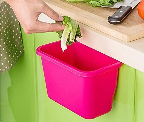 SHOPOLIFE Small Garbage Holder Stand for Car Kitchen Sink || Cabinet Drawer Hanging Vegetable Fruits Waste Bin || Bathroom Cosmetic Makeup Organizer Toiletry Box for Women & Men (1 Pc - Multicolor)  - Image 3