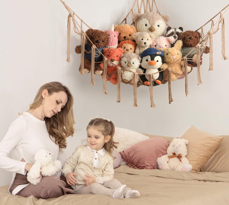 mirolam Stuffed Animal Storage Hammock or Net Corner - Large Toy Hammock Net for Stuffed Animals Room Decor - Cute Stuff Animal Organizer Plush Holder - Kids Baby Nursery Essentials Wall Bedroom Home Decor - Image 4