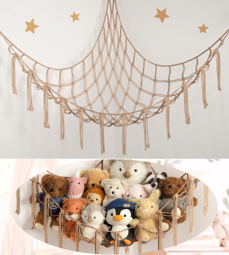 mirolam Stuffed Animal Storage Hammock or Net Corner - Large Toy Hammock Net for Stuffed Animals Room Decor - Cute Stuff Animal Organizer Plush Holder - Kids Baby Nursery Essentials Wall Bedroom Home Decor - Image 1