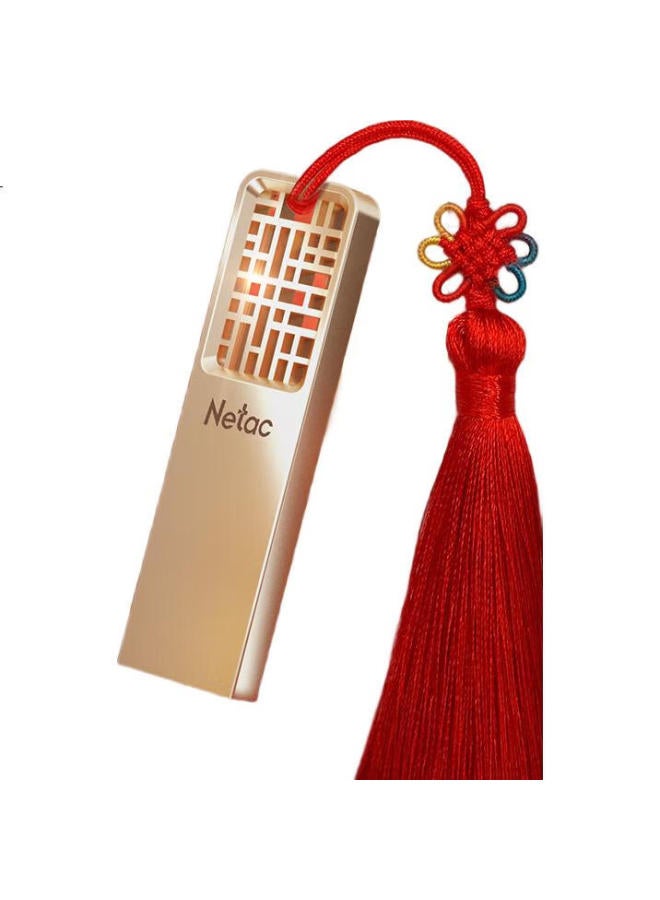 Netac 256Gb Usb3.2 Gen1 Flash Drive U327, All-Metal High-Speed Mini Hollow Design, Creative Chinese Style, Elegant Nickel Color - Image 3