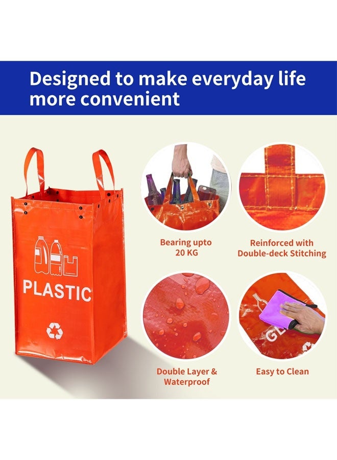 كيلا أكياس سلة المهملات المنفصلة لإعادة التدوير للمطبخ أو المكتب أو المنزل - منظم صناديق فرز القمامة وسلال مقاومة للماء وحاوية كبيرة الحجم مكونة من 3 أكياس - Image 4