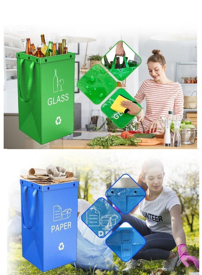 كيلا أكياس سلة المهملات المنفصلة لإعادة التدوير للمطبخ أو المكتب أو المنزل - منظم صناديق فرز القمامة وسلال مقاومة للماء وحاوية كبيرة الحجم مكونة من 3 أكياس - Image 5