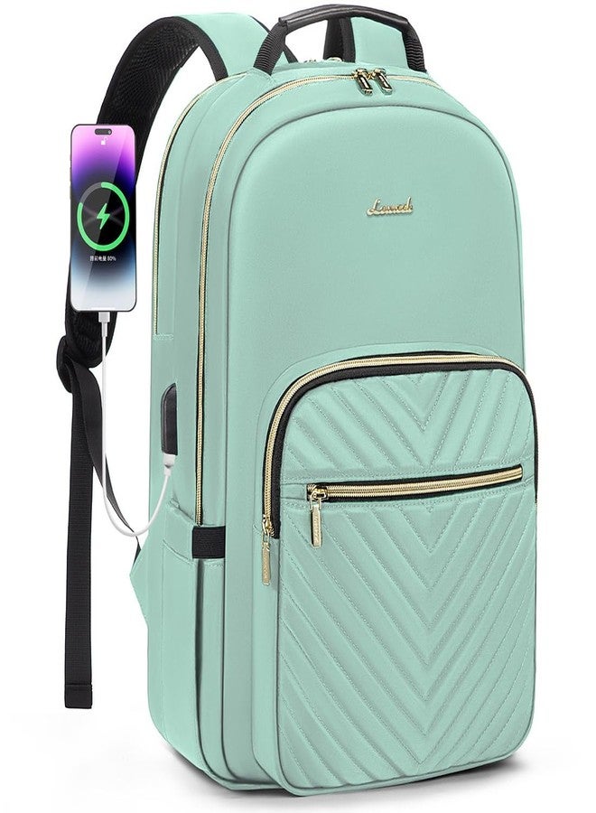 LOVEVOOK Laptop Backpack for Women 15.6 inch,Cute Womens Travel Backpack Purse,Professional Laptop Computer Bag,Waterproof Work Business College Teacher Bags Carry on Backpack with USB Port,Mint Green - Image 1