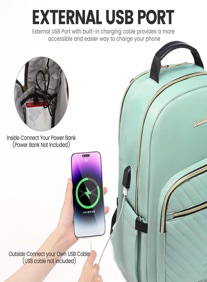LOVEVOOK Laptop Backpack for Women 15.6 inch,Cute Womens Travel Backpack Purse,Professional Laptop Computer Bag,Waterproof Work Business College Teacher Bags Carry on Backpack with USB Port,Mint Green - Image 5