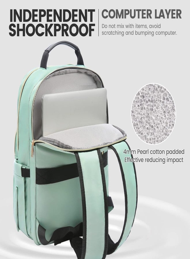 LOVEVOOK Laptop Backpack for Women 15.6 inch,Cute Womens Travel Backpack Purse,Professional Laptop Computer Bag,Waterproof Work Business College Teacher Bags Carry on Backpack with USB Port,Mint Green - Image 3