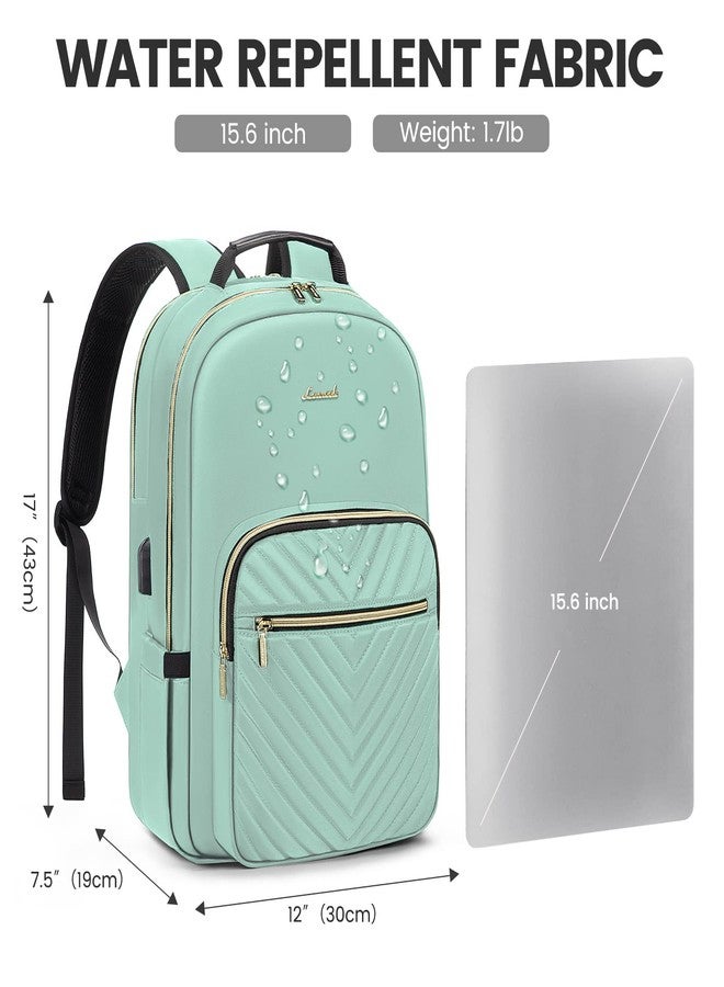 LOVEVOOK Laptop Backpack for Women 15.6 inch,Cute Womens Travel Backpack Purse,Professional Laptop Computer Bag,Waterproof Work Business College Teacher Bags Carry on Backpack with USB Port,Mint Green - Image 4