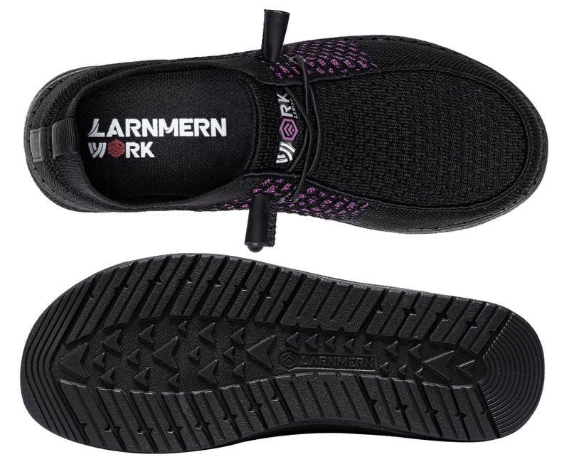 LARNMERN Slip On Steel Toe Loafers Women Work Safety Shoes Lightweight Comfortable Walking Sneakers(9.5 Women, Black Purple) - Image 4