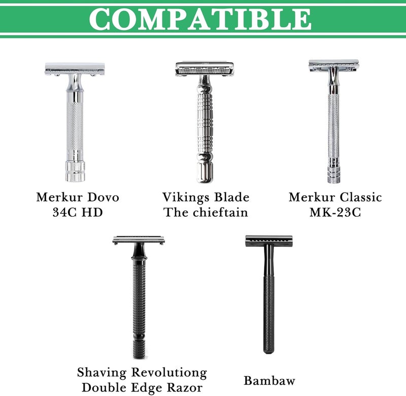 Linkidea Razor Holder Stand, Zinc Alloy Shaving Brush Organizer with Non-Slip Base, Safety Shaver Kit for Shower, Bathroom Compatible with Vikings Blade the Chieftain (Chrome) - Image 2