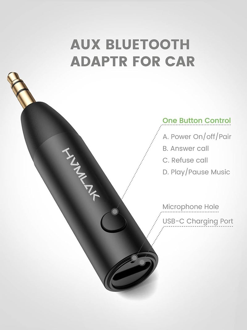 HVMLAK محول AUX للسيارة HVMLAK بلوتوث 5.3 مع ميكروفون معزز وشحن USB-C - Image 5