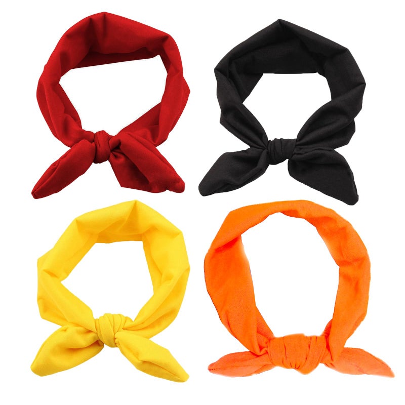 Yuyeran 4PCS Women Elastic Bow Hairband Adult Turban Knotted Bunny Ears Headband Headdress Hair Accessories Headwrap