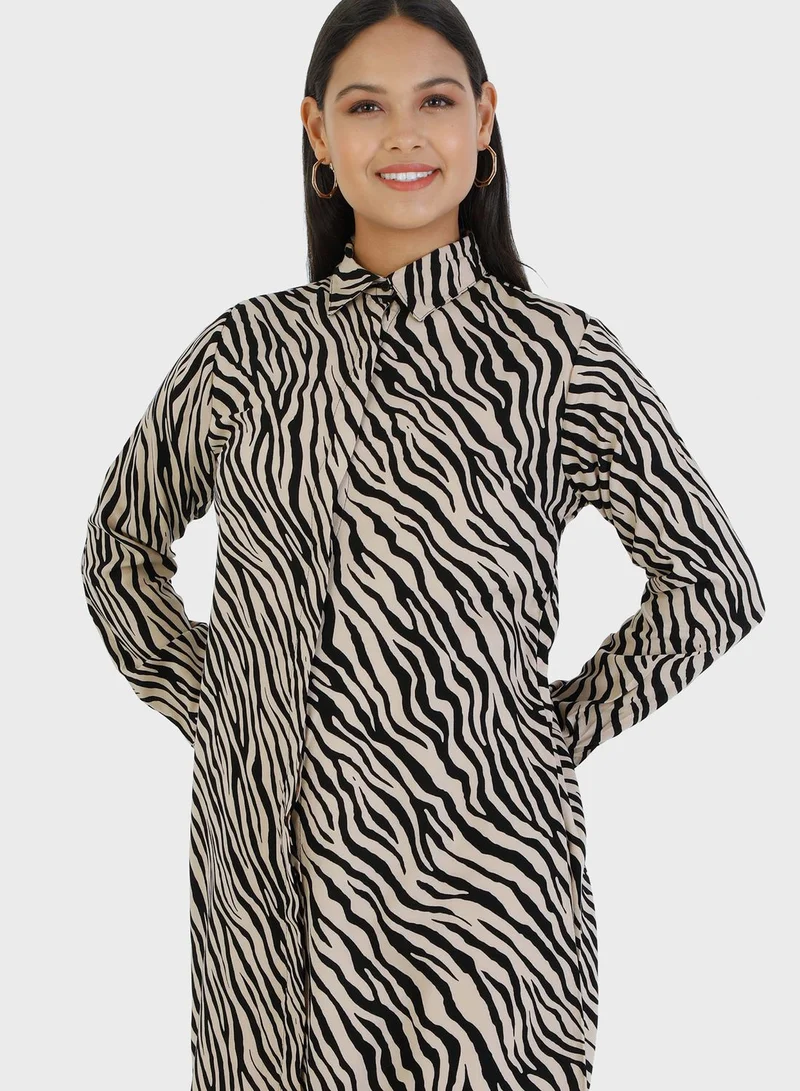 zenane_by_modanisa Crew Neck Printed Tunic