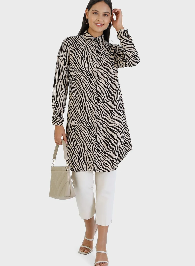 zenane_by_modanisa Crew Neck Printed Tunic