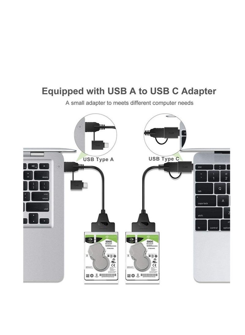 كابل محول قرص صلب SATA مع محول طاقة مخصص 12V/2A - محول HDD/SSD خارجي بواجهة مزدوجة للقرص SATA 2.5"/3.5"، محركات الأقراص الضوئية - توصيل وتشغيل، 5Gbps، مؤشر LED، دعم OTG - متوافق مع Windows/macOS/Linux - Image 3