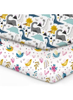 a baby cherry A Baby Cherry Fitted Crib Sheet 100 Organic Jersey Cotton 125 65CM 2 Pack Super Soft and Cozy Crib Cover Set for Toddler Mattress Crib Bedsheet for Boys GirlsAnimal 