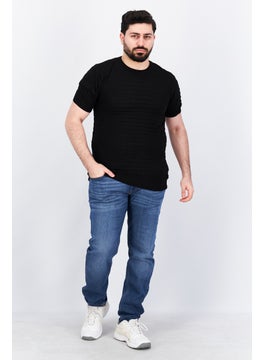 Tailored Recreation Men Round Neck Short Sleeve Textured T-Shirt, Black  - Image 2