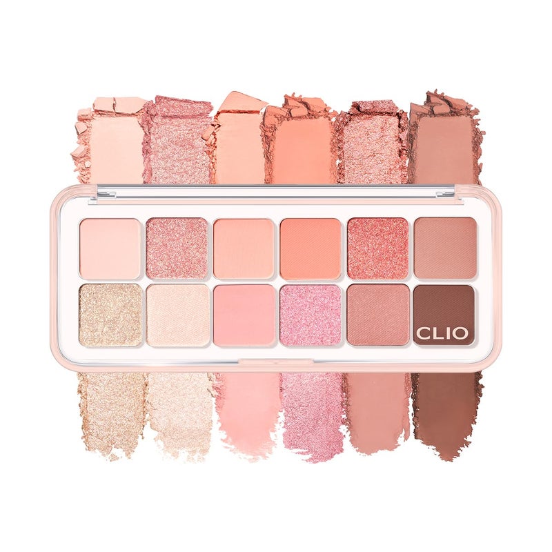 CLIO PROFESSIONAL CLIO Pro Eye Palette Air, 12-Color Eye Shadow Palette, Matte Shimmer Mix, Air-Fit Blendable Pigmented Buildable Color, Low Fallout, Peach Coral Neutral Tone, Daily Korean Makeup (09 PEACH MATE APPLE) - Image 1