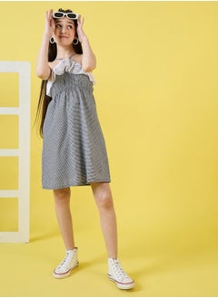 Stylo Bug Check Embroidery Halter Neck Casual Dress by Styli  - Image 2