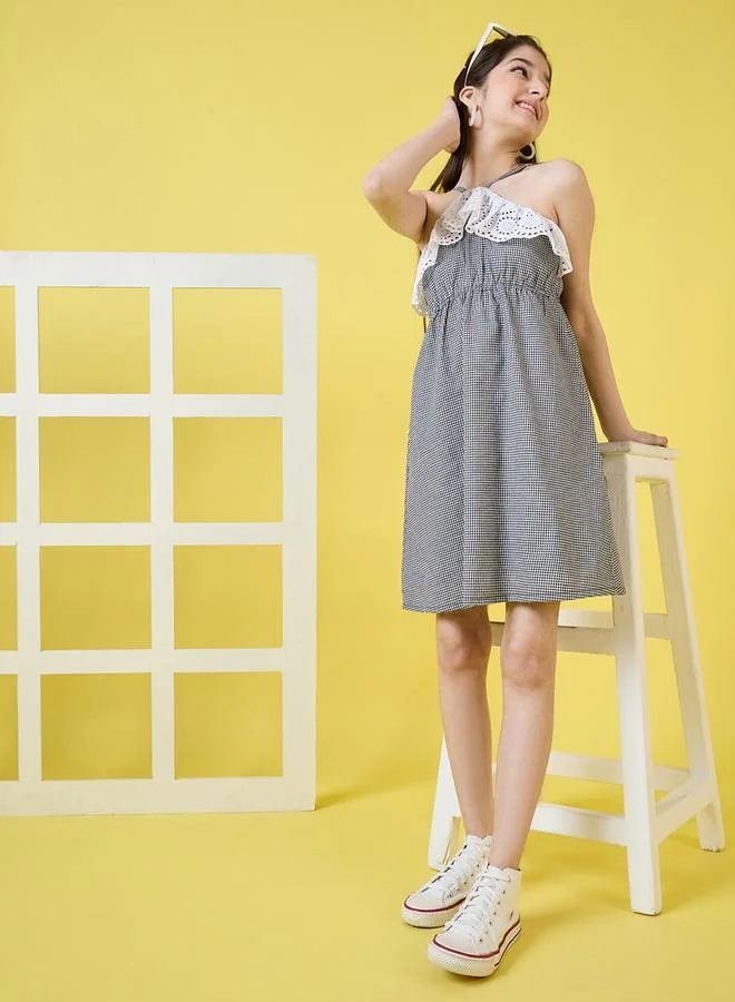 Stylo Bug Gingham Eyelet Dress