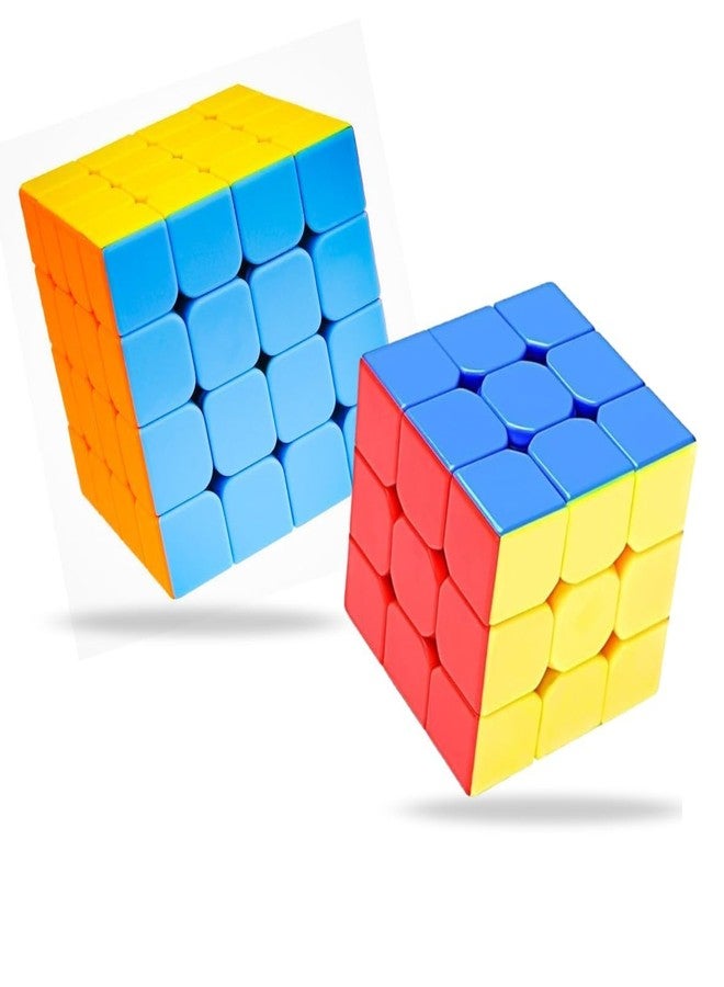 مجموعة مكعبات السرعة Thinkooo 2 في 1 | مكعبات ألغاز احترافية بدون ملصقات 3x3 و 4x4 | دوران سلس وسريع مع آلية مضادة للانفصال | مجموعة ألغاز ذهنية متعددة الألوان للأطفال والكبار - Image 1