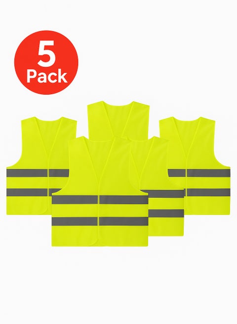 5-Pack Reflective Safety Vests, High Visibility Lightweight Mesh for Men & Women, Breathable Hi Vis Jackets with 360° Strips, Ideal for Construction, Roadside, Warehouse, Cycling