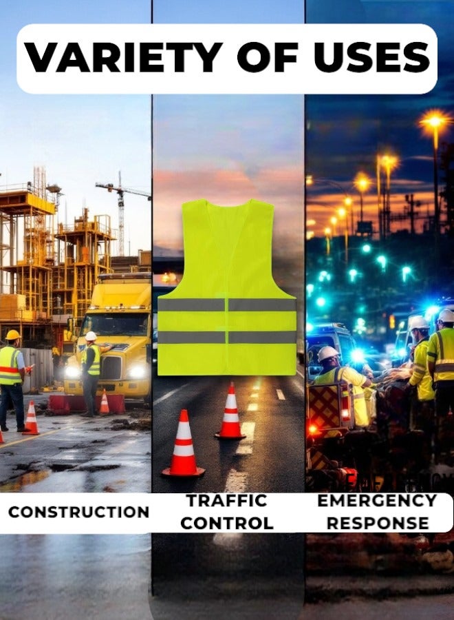 Circuit Green 5-Pack Reflective Safety Vests, High Visibility Lightweight Mesh for Men & Women, Breathable Hi Vis Jackets with 360° Strips, Ideal for Construction, Roadside, Warehouse, Cycling - Image 4